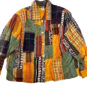 Vintage Y2K Evelyn & Arthur Patchwork Boho Festival Jacket Lined Size XL